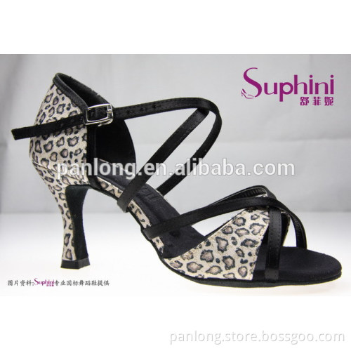 three color leopard ladies Latin dance shoes factory directly price